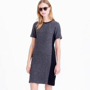 J Crew S 4 black gray mixed houndstooth wool dress